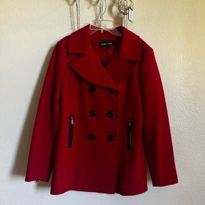 Red Double Breasted Pea Coat. Brand: Black Rivet. Size: Large